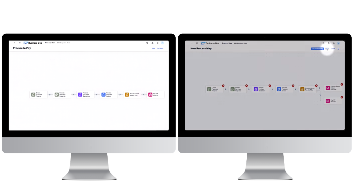 SAP Business One's process mapping capabilities as of 2026