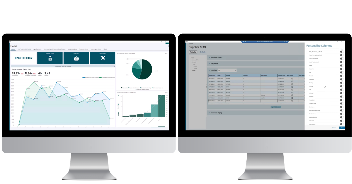 Epicor Kinetic's customizable elements